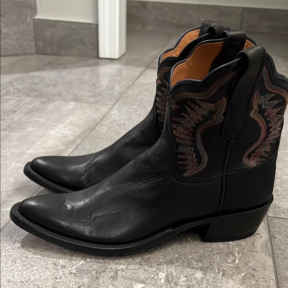 RIO Of Mercedes Black Short Leather Western Boots - Picture 2 of 12